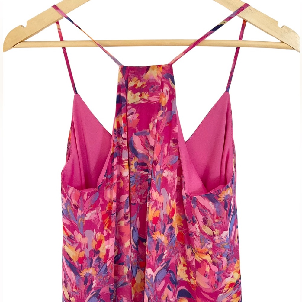Nicole Miller Muted Floral Chiffon Slip Maxi Dress Size Small - Picture 6 of 16
